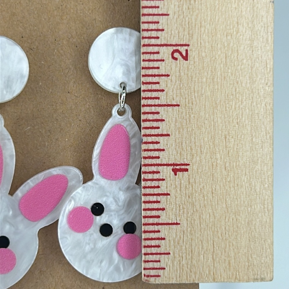 Cute Acrylic Rabbit Design Dangle Earrings - Picture 2 of 2
